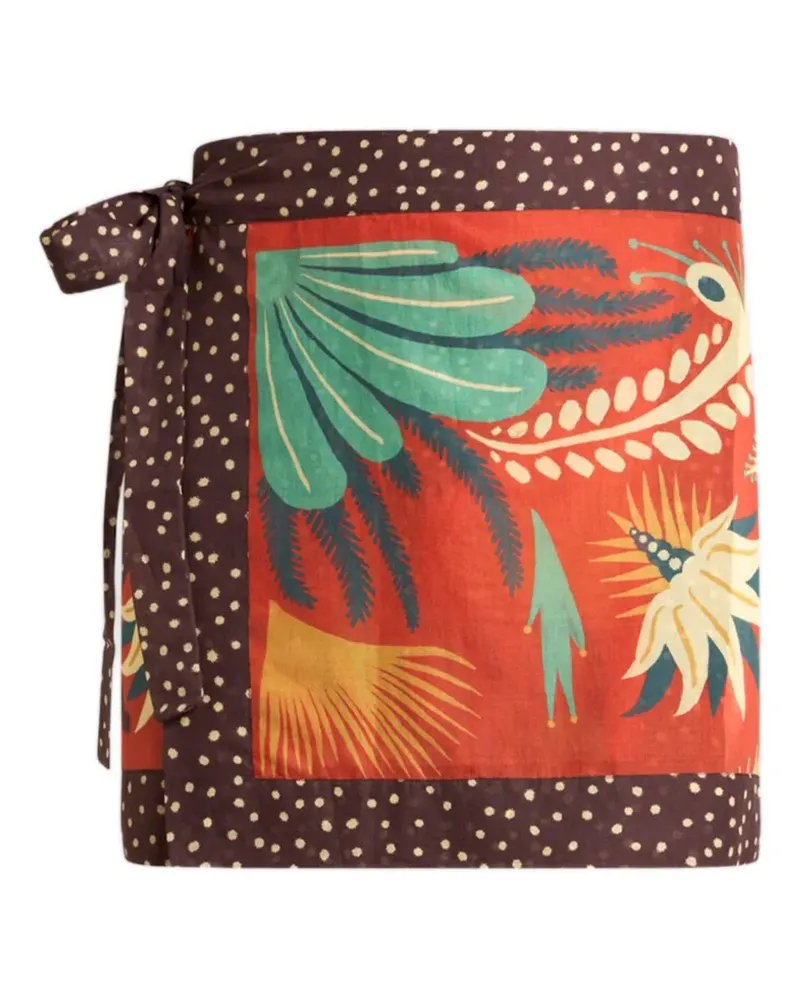 Etro x Tabby Booth cotton cover-up mini skirt with placed print - Rot Rot