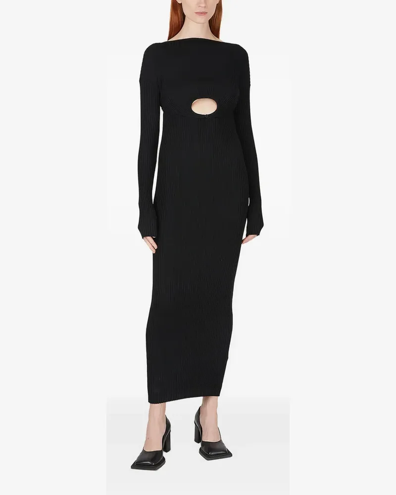 Wynn Hamlyn Geripptes Midikleid mit Cut-Out - Schwarz Schwarz