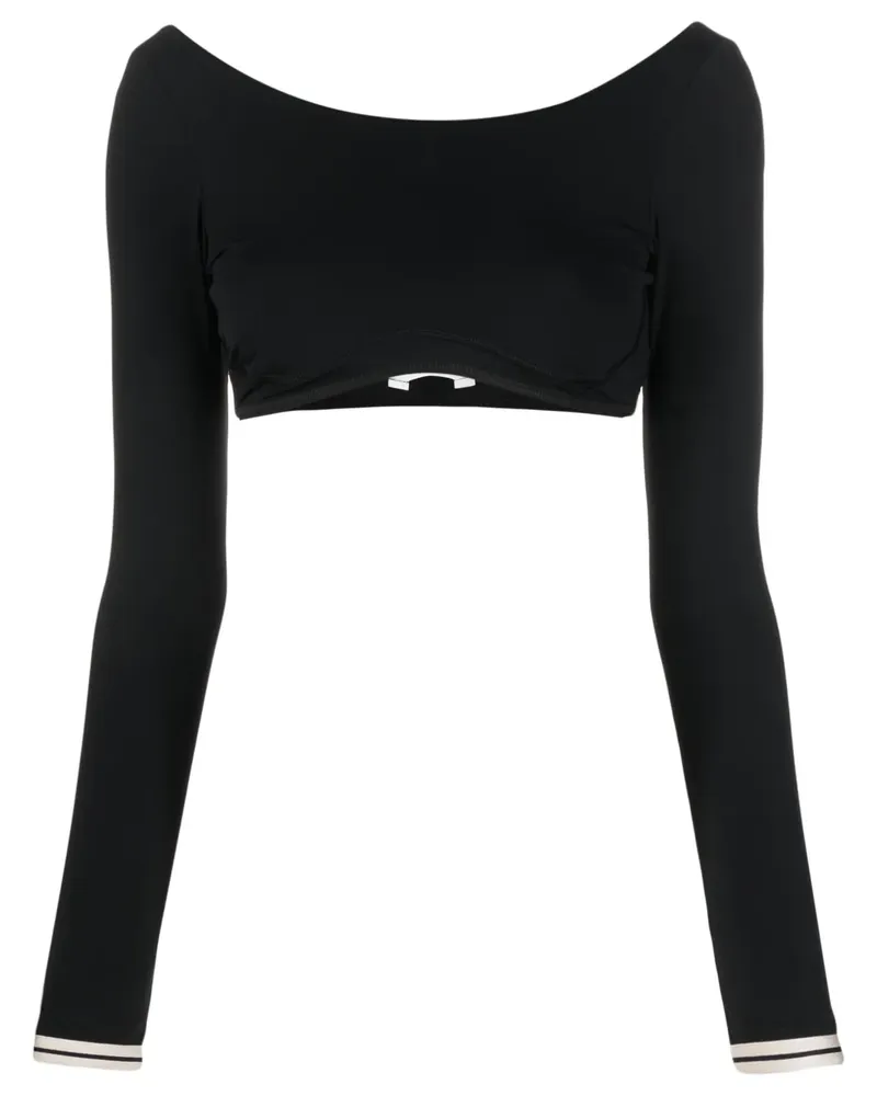 Palm Angels Langärmeliges Cropped-Oberteil - Schwarz Schwarz