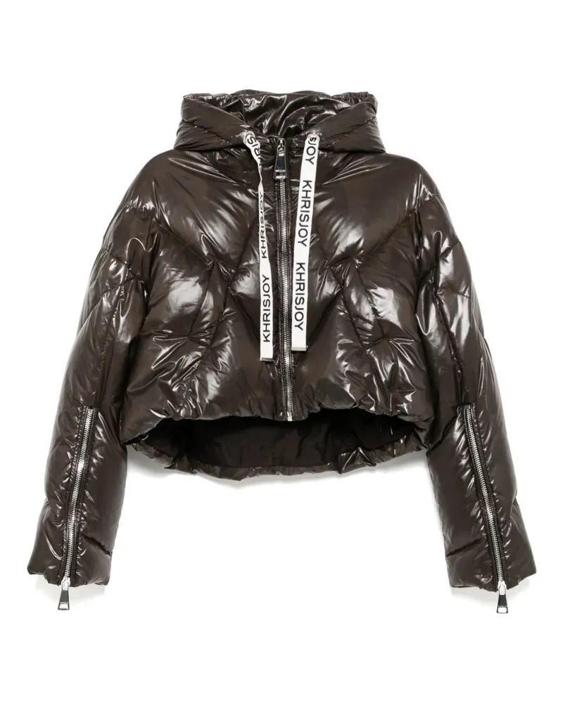 KHRISJOY Glänzende Khris Cropped-Jacke - Braun Braun