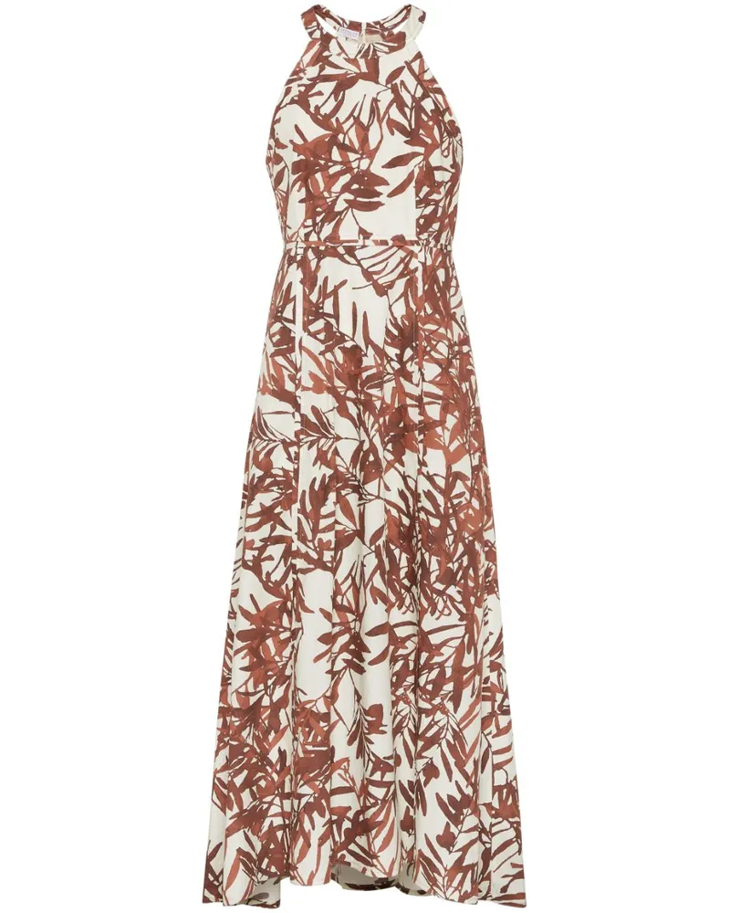 Brunello Cucinelli Maxikleid mit Herbarium-Print - Rot Rot