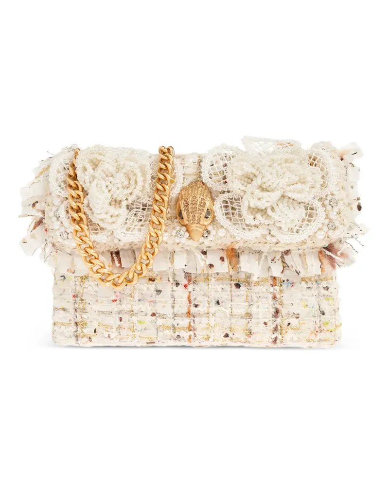 Kurt Geiger tweed floral appliqué shoulder bag - Nude Nude