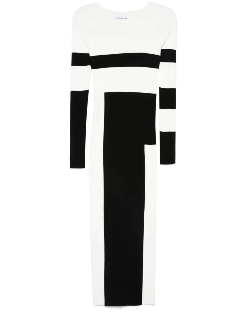 Patrizia Pepe Midikleid in Colour-Block-Optik - Weiß Weiß