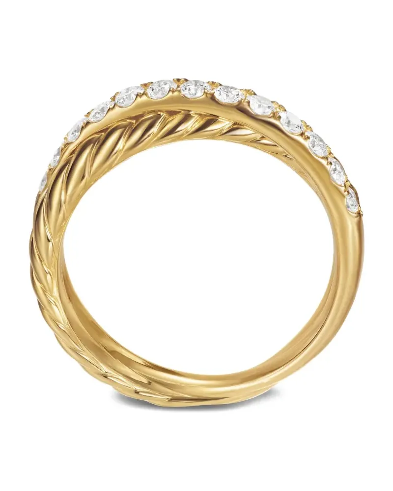 David Yurman 18kt Crossover Two Row Gelbgoldring mit Diamant 5mm Gold