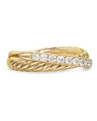 David Yurman 18kt Crossover Two Row Gelbgoldring mit Diamant Gold