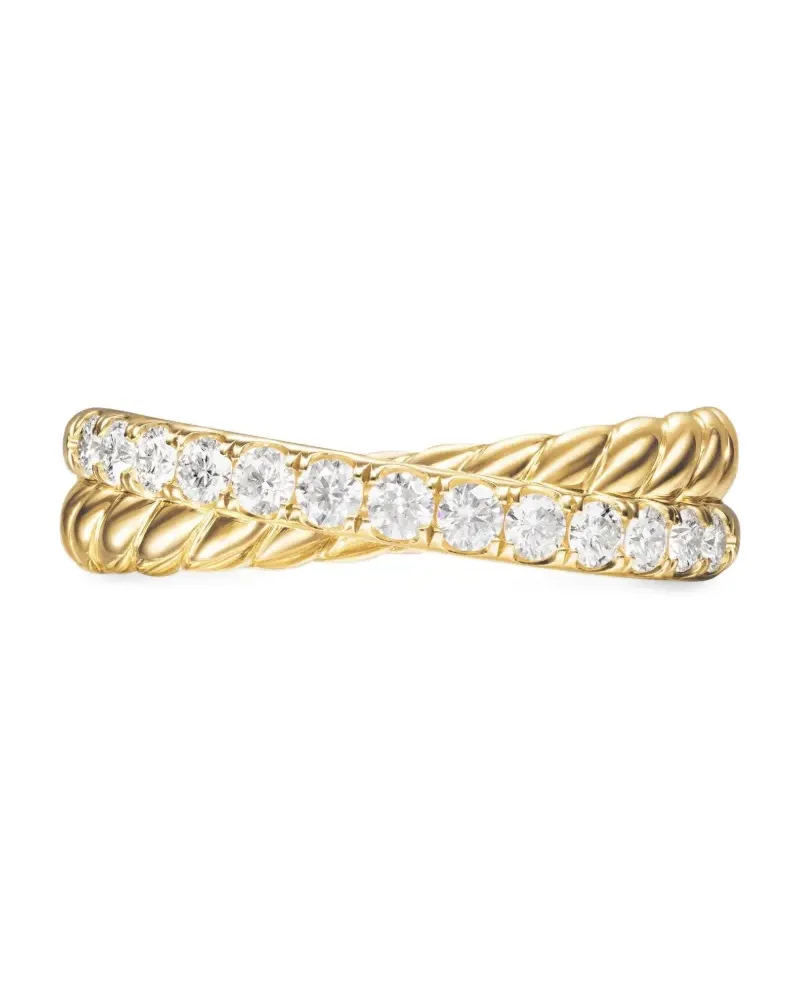 David Yurman 18kt Crossover Two Row Gelbgoldring mit Diamant 5mm Gold