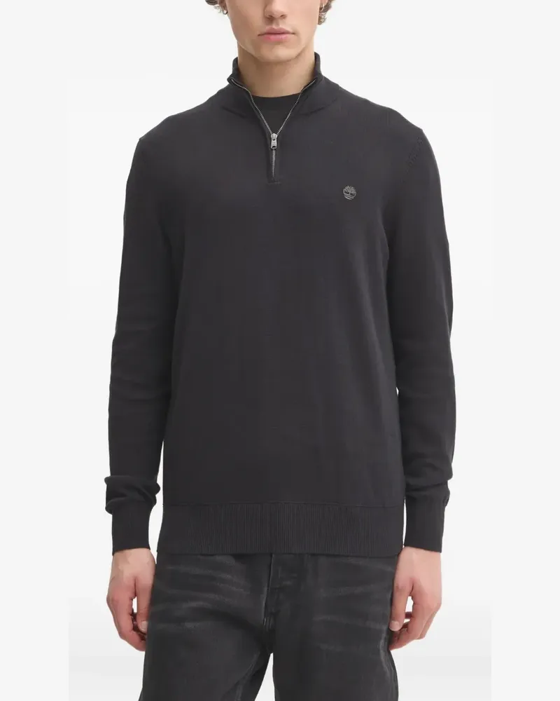 Timberland half-zip logo-embroidered sweater - Schwarz Schwarz
