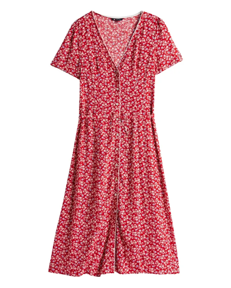 Tommy Hilfiger floral-pattern buttoned midi dress - Rot Rot