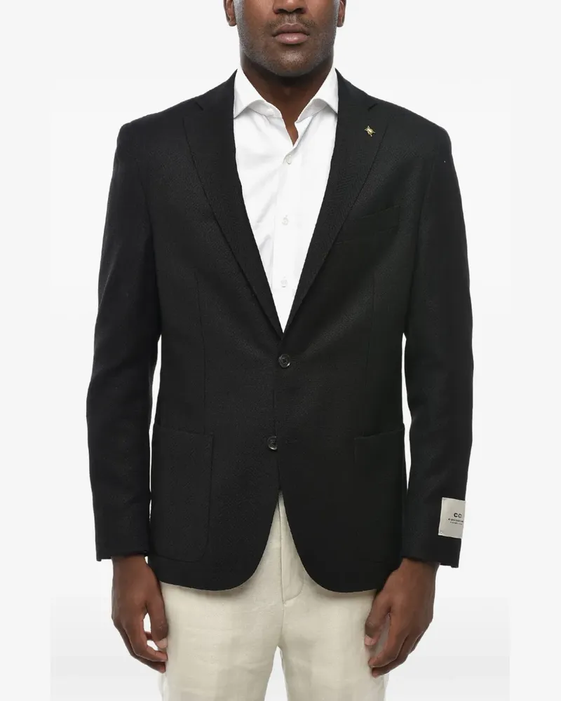 Corneliani herringbone single-breasted blazer - Schwarz Schwarz