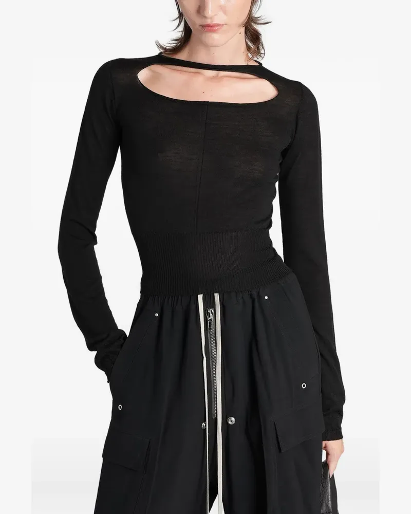 Rick Owens cut-out ribbed-trim top - Schwarz Schwarz