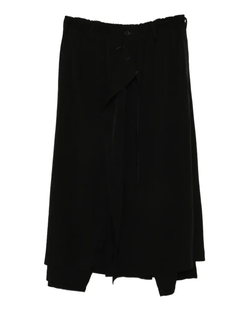 Yohji Yamamoto Hose im Layering-Look mit Wickeldetail - Schwarz Schwarz