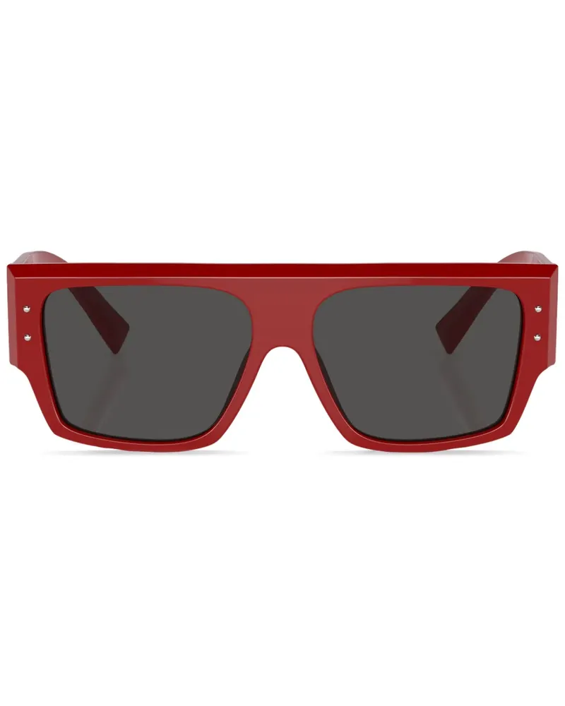 Dolce & Gabbana Eckige Sonnenbrille mit Logo-Print - Rot Rot