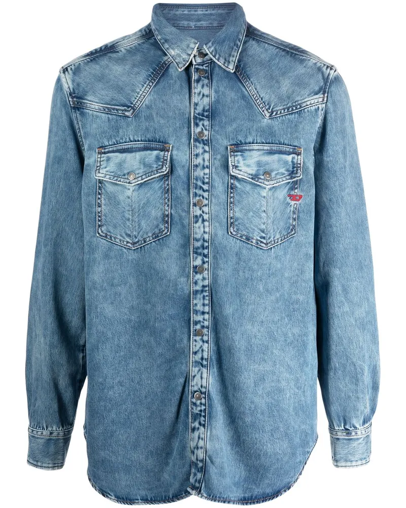 Diesel Ausgeblichenes D-Ocean Jeanshemd - Blau Blau