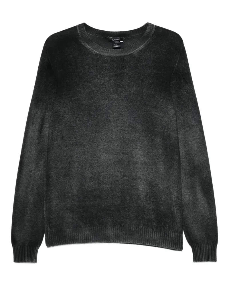 Avant Toi Gebürsteter Pullover mit rundem Ausschnitt - Schwarz Schwarz