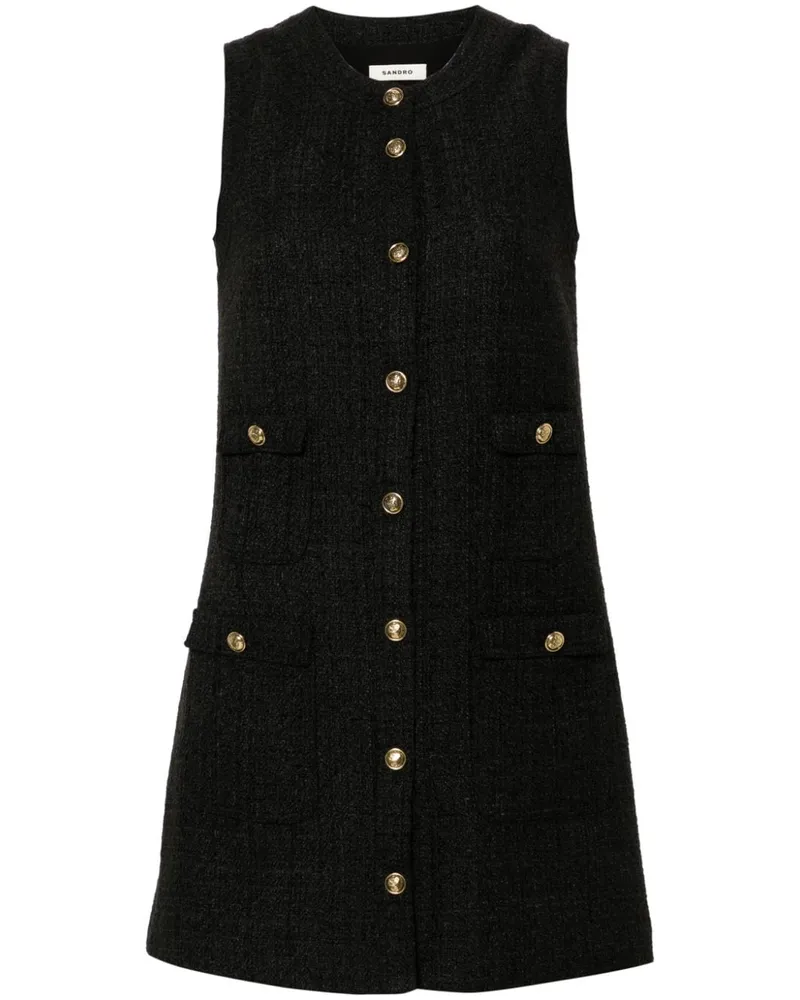 Sandro Kleid mit gravierten Zierknöpfen - Schwarz Schwarz