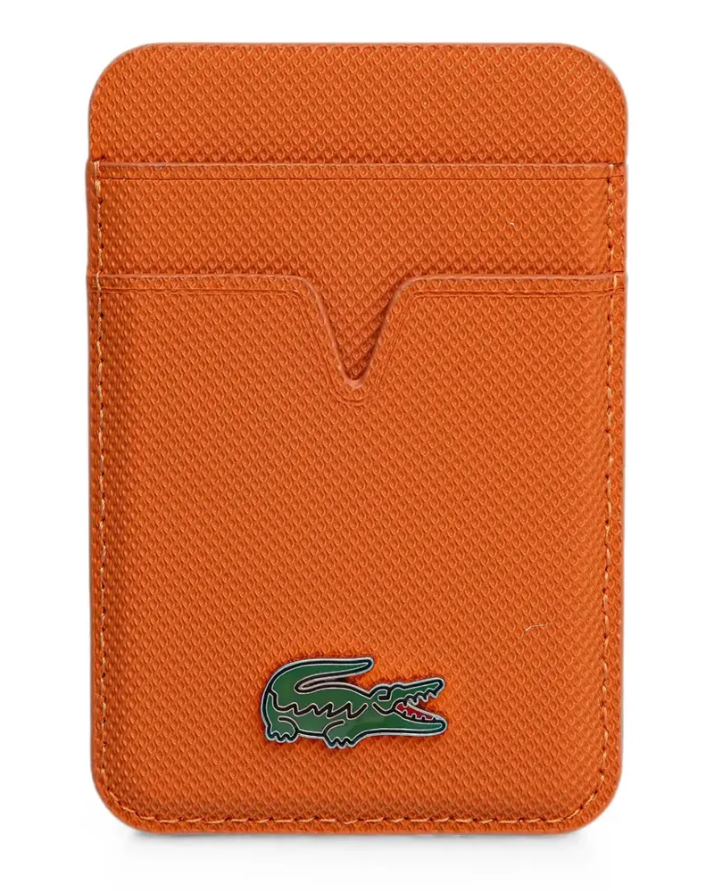 Lacoste logo-plaque textured card holder - Orange Orange