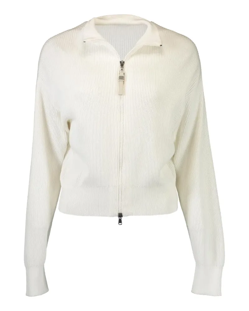 Brunello Cucinelli Gerippter Cardigan mit Reißverschluss - Nude Nude