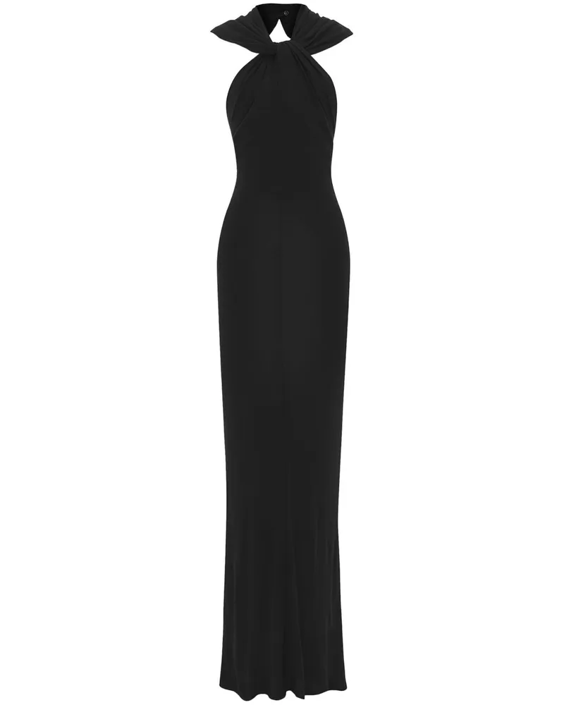 Saint Laurent Langes Strickkleid mit Kapuze - Schwarz Schwarz