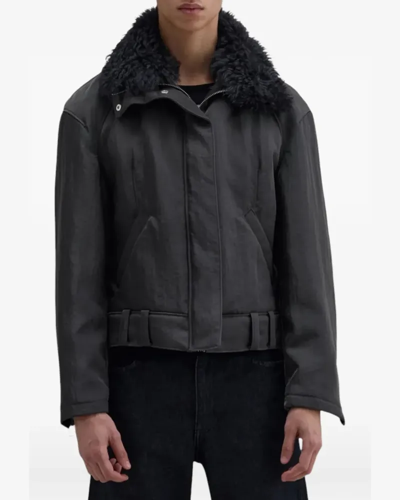 Eckhaus Latta Speed shearling-collar jacket - Schwarz Schwarz