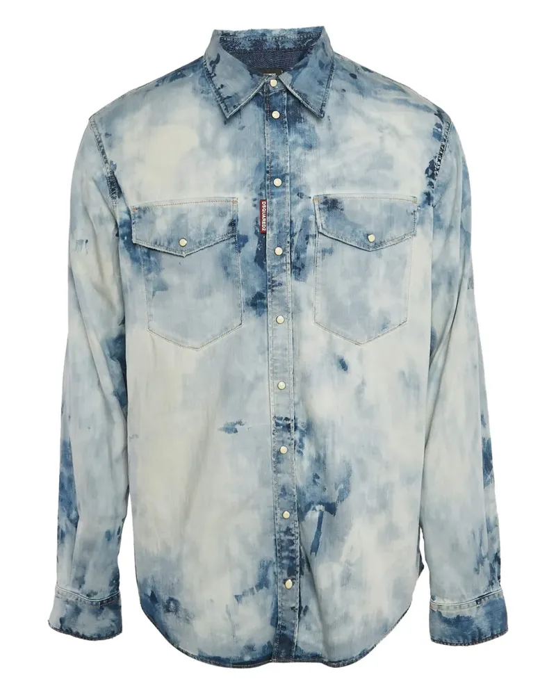 Dsquared2 Jeanshemd mit Batikmuster - Blau Blau