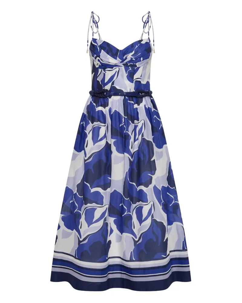 Rebecca Vallance Paros Midikleid mit Blumen-Print - Blau Blau