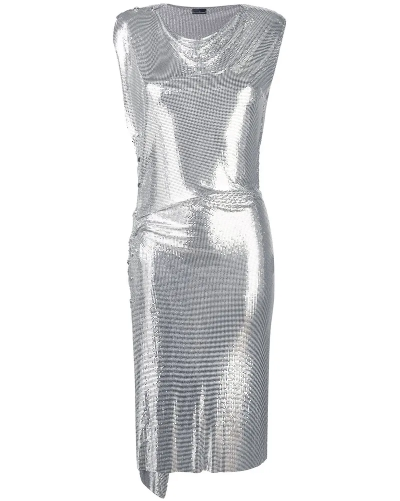 Paco Rabanne Drapiertes Midikleid - Silber Silber