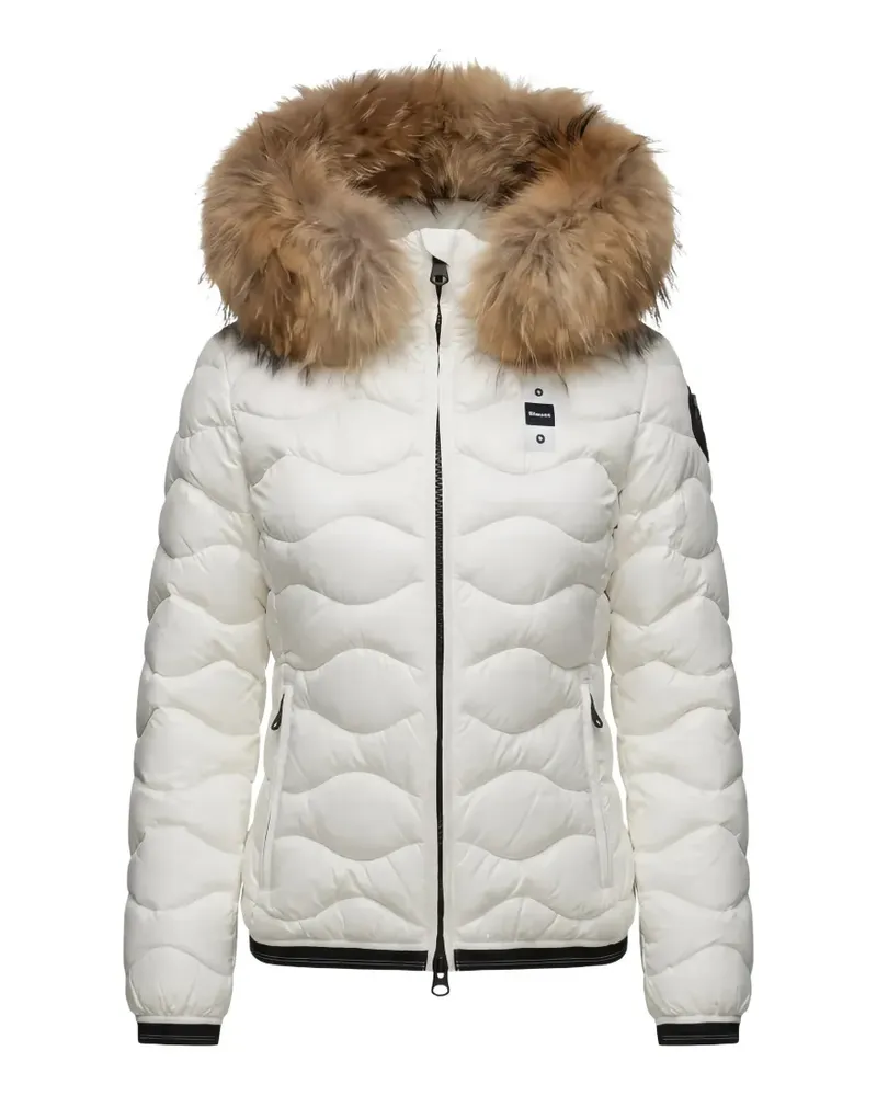 Blauer fur-trim wave-quilted jacket - Weiß Weiß
