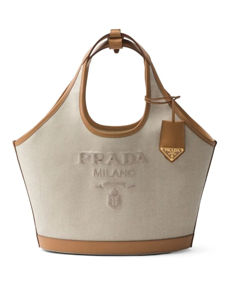 Prada Mittelgroßer Shopper mit Logo-Print - Nude Nude