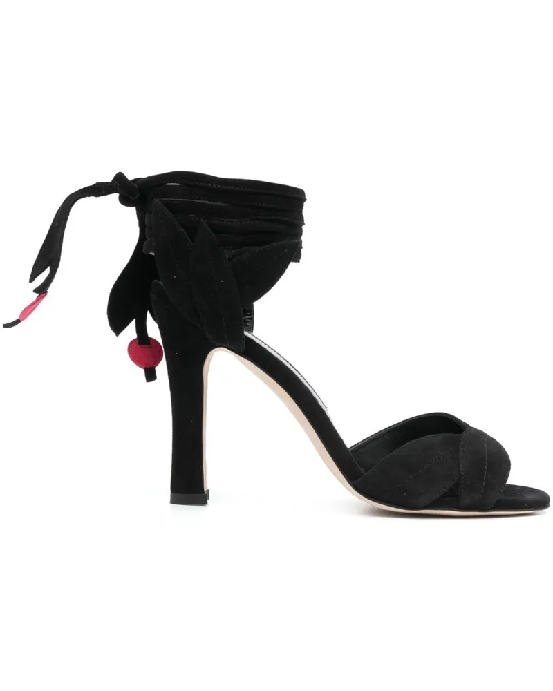 Manolo Blahnik Sandalen aus Wildleder 100mm - Schwarz Schwarz