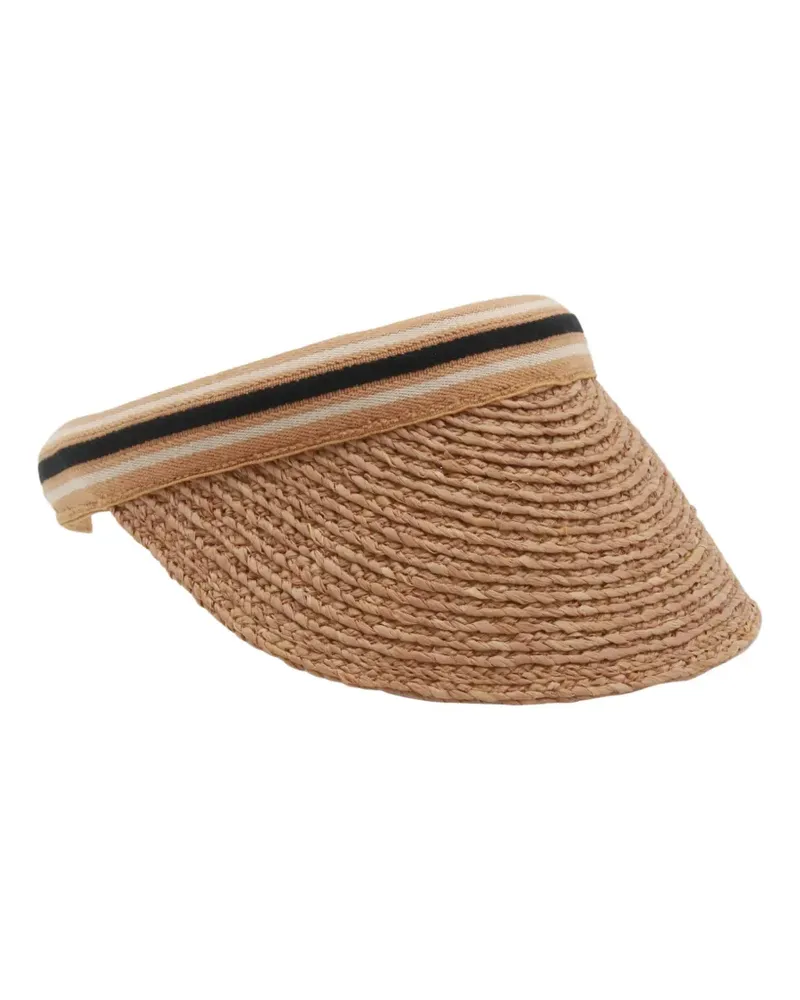 Helen Kaminski Bianca 12 striped raffia visor hat - Nude Nude