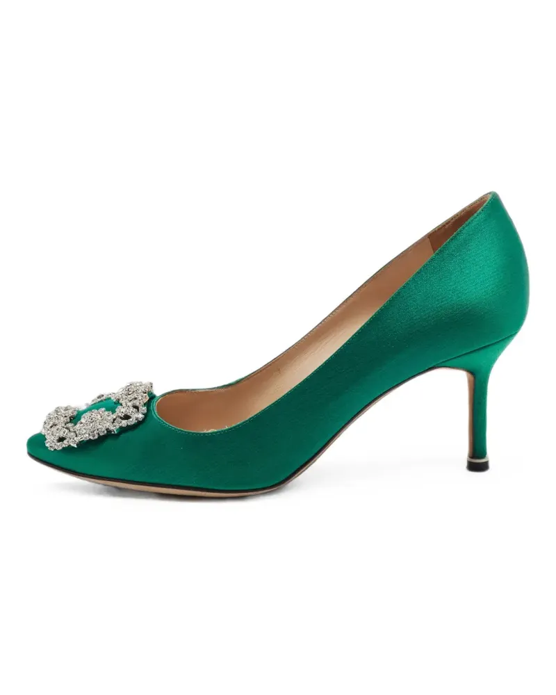 Manolo Blahnik Hangisi Pumps mit Kristallschnalle - Grün Grün