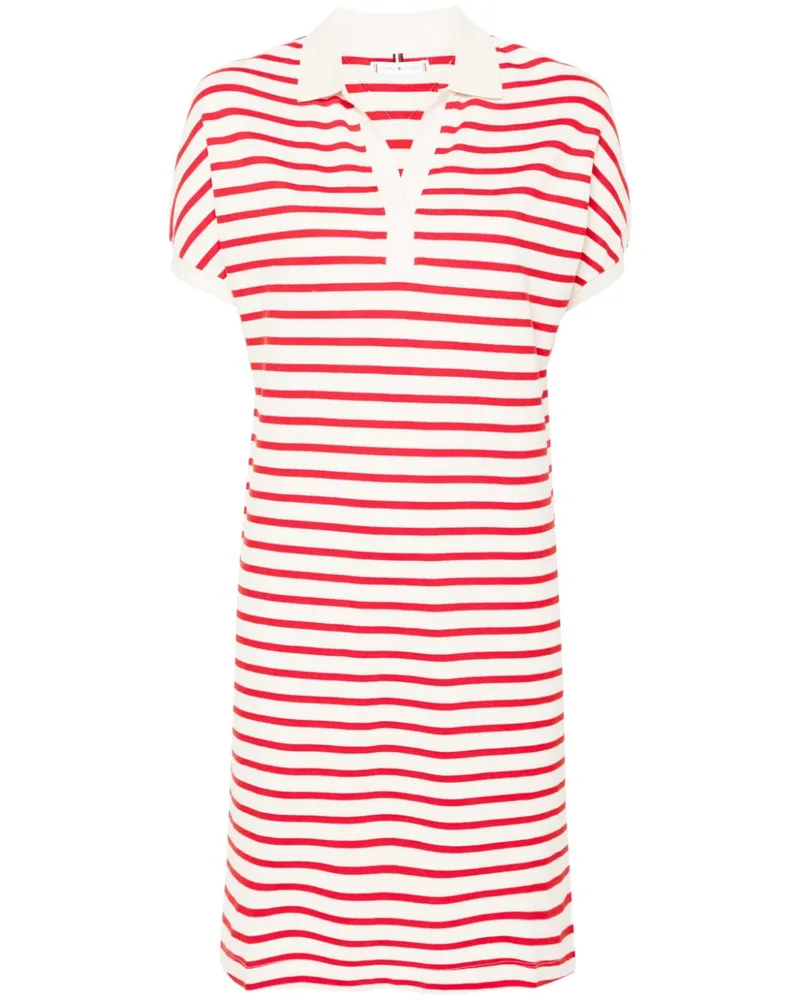 Tommy Hilfiger Pikee-Poloshirtkleid mit Streifen - Rot Rot