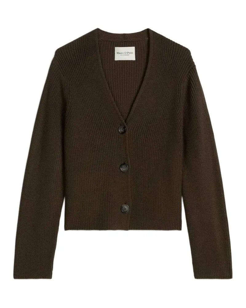 Marc O'Polo ribbed V-neck cardigan - Braun Braun