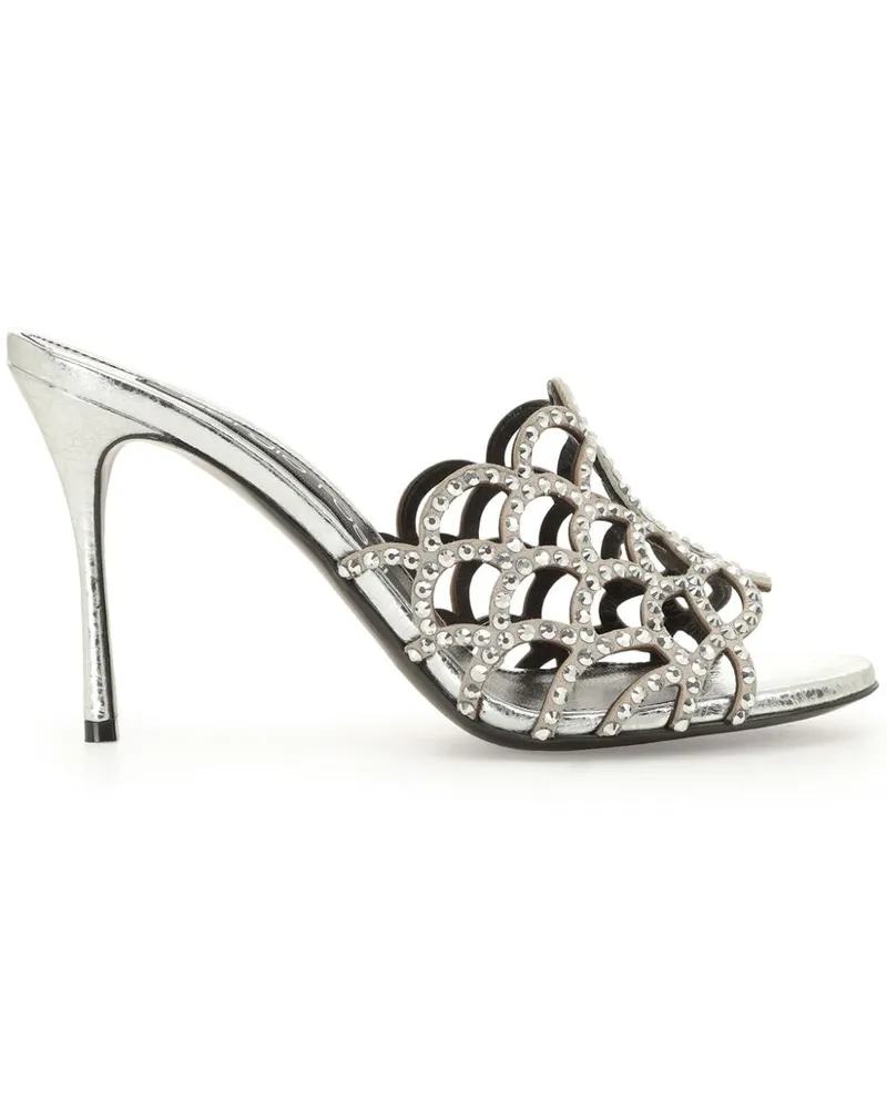 Sergio Rossi Mermaid Mules mit Kristallen 90mm - Silber Silber