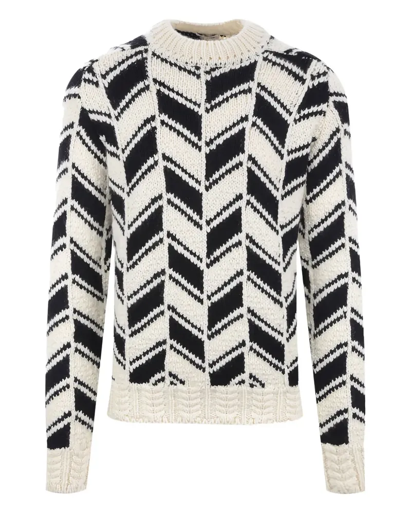 Saint Laurent Pullover mit Zickzackmuster - Weiß Weiß