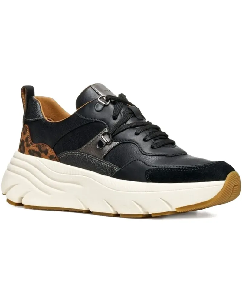 Geox Diamanta Plateau-Sneakers mit Leoparden-Print - Blau Blau