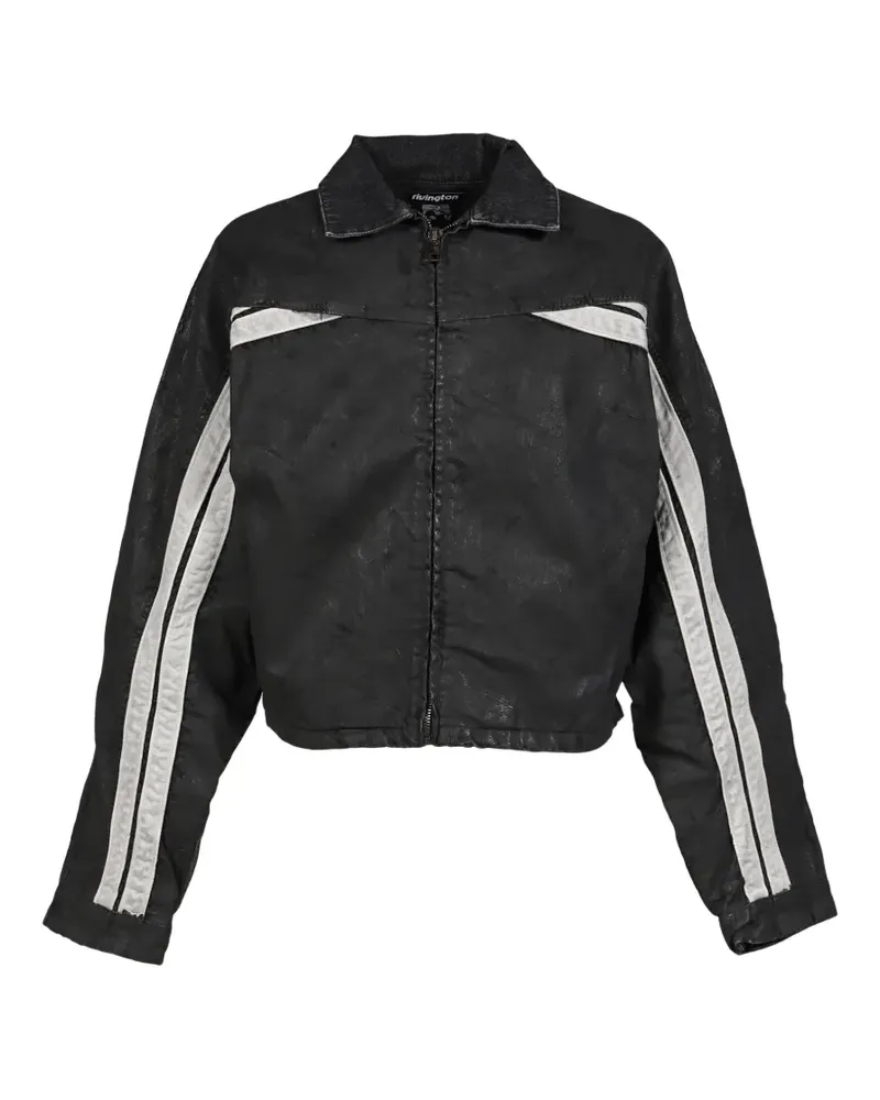RRR123 Trappist Trucker side-stripe zip-up jacket - Schwarz Schwarz