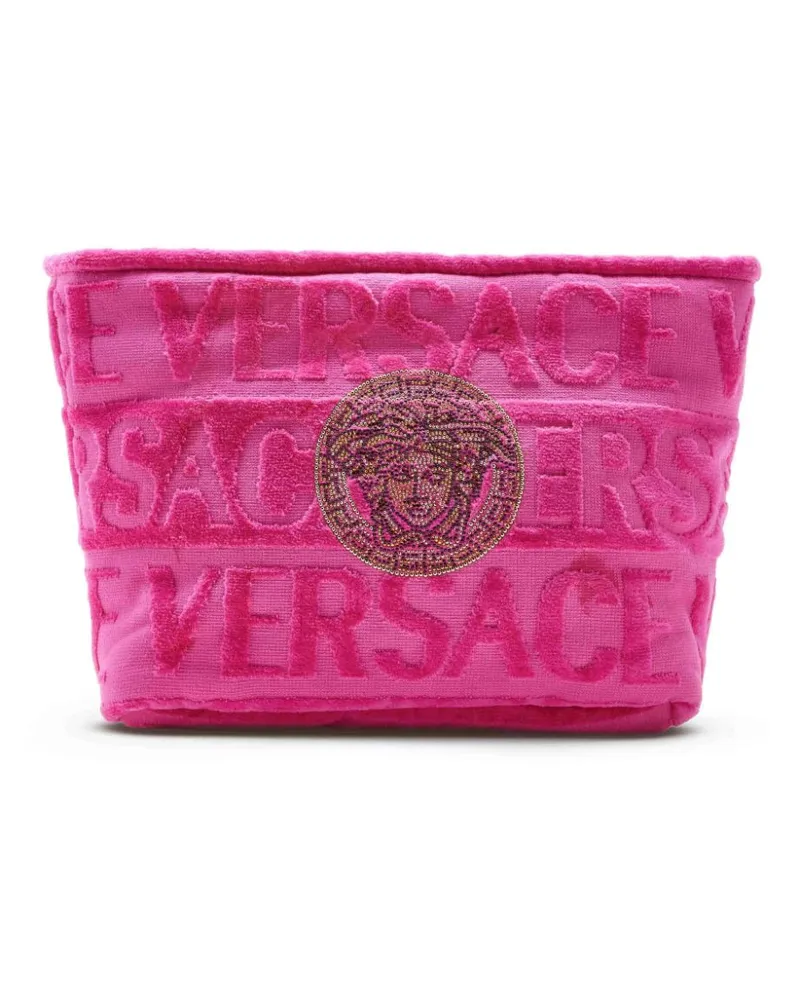 Versace Allover Kulturbeutel aus Frottee Rosa