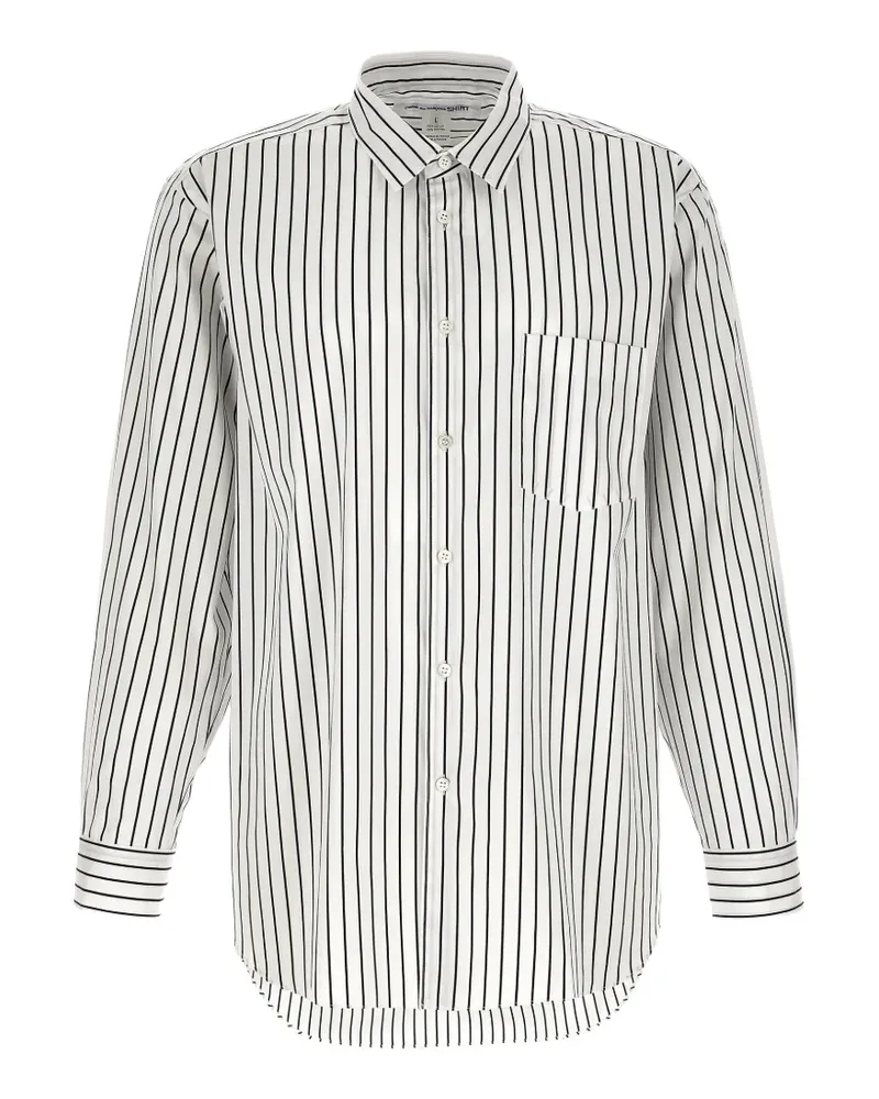 Comme des Garçons striped patch-pocket shirt - Weiß Weiß