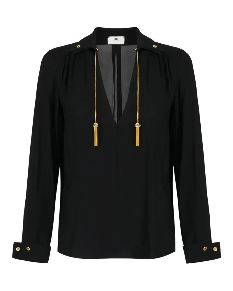 Elisabetta Franchi tassel-embellished double-collar blouse - Schwarz Schwarz