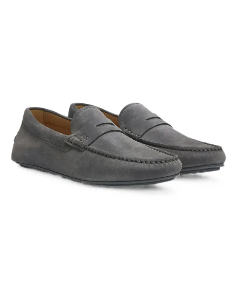 HUGO BOSS suede penny loafers - Grau Grau