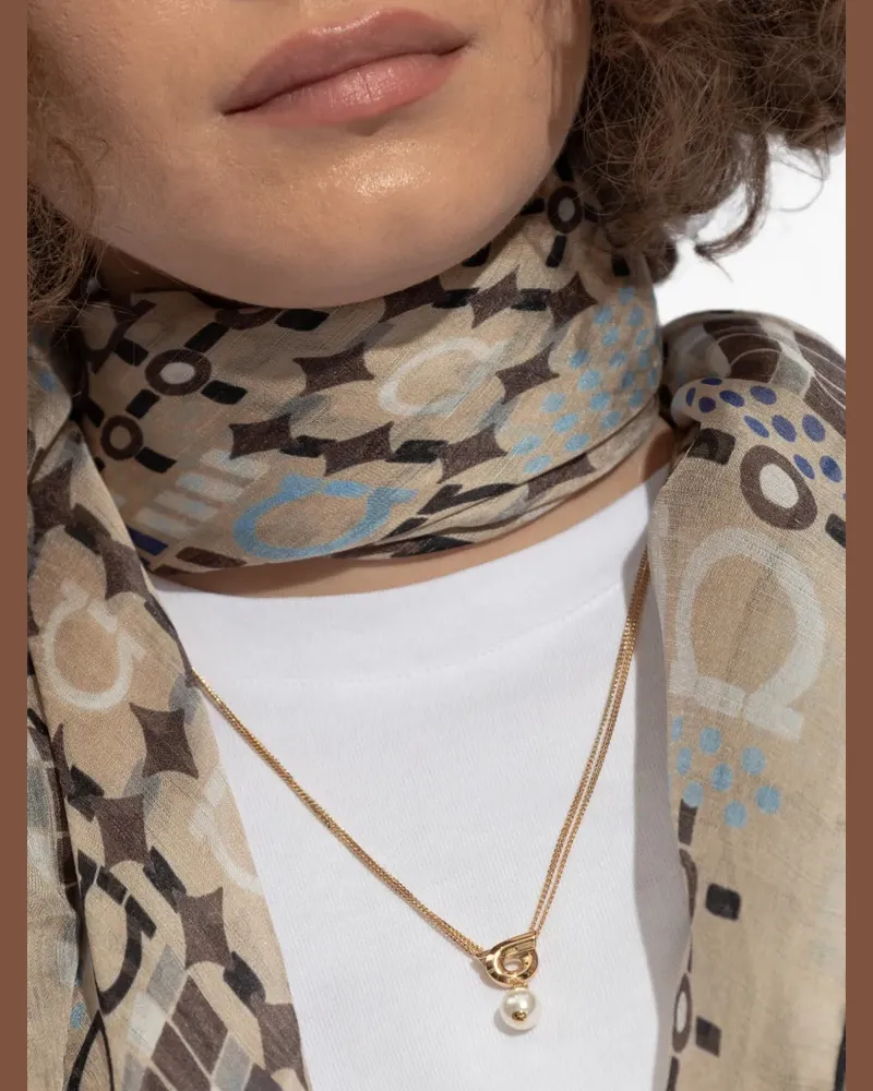 Ferragamo Gancini faux-pearl necklace - Gold Gold
