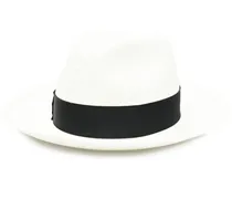 Strohhut mit Zierband - Weiß