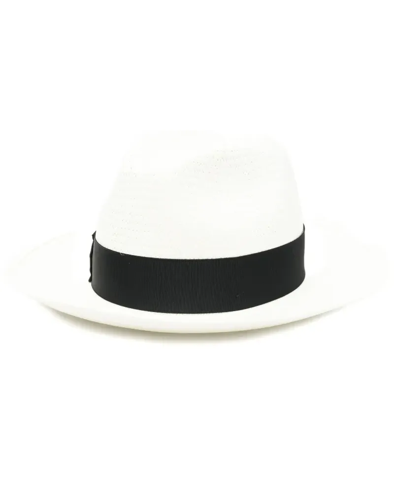 Borsalino ribbon straw hat - Weiß Weiß