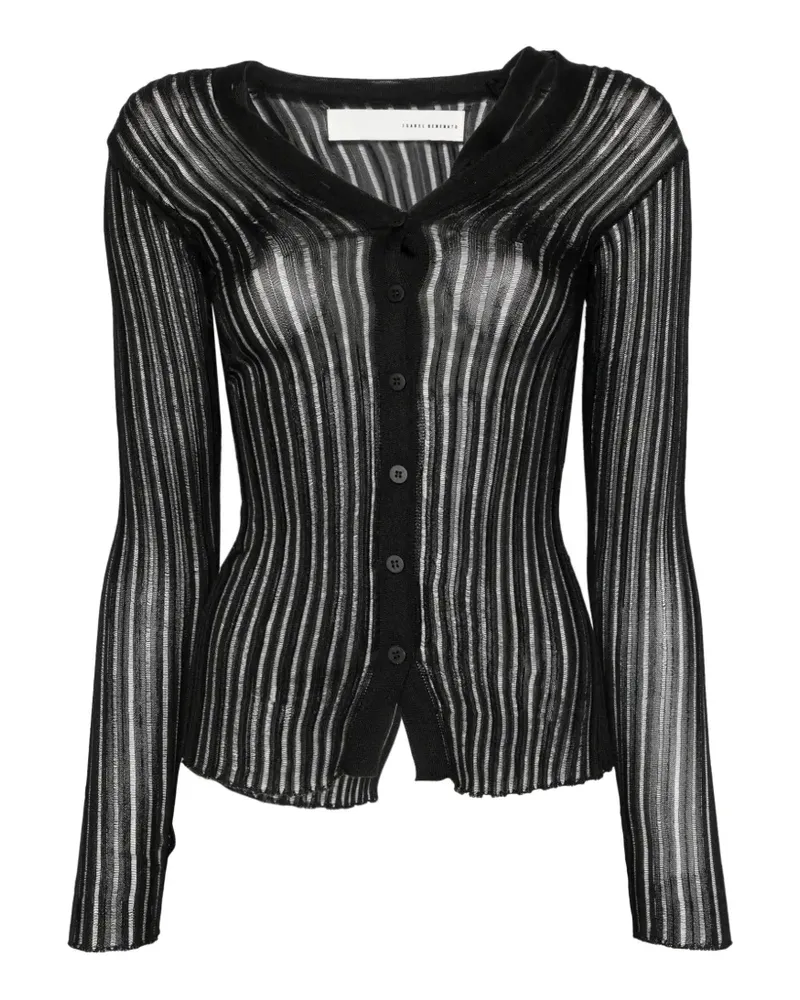 Isabel Benenato sheer ribbed cardigan - Schwarz Schwarz