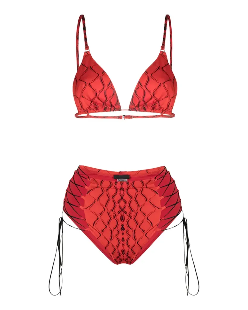 Noire Swimwear Tanning Bikini mit Schleifenverschluss - Rot Rot