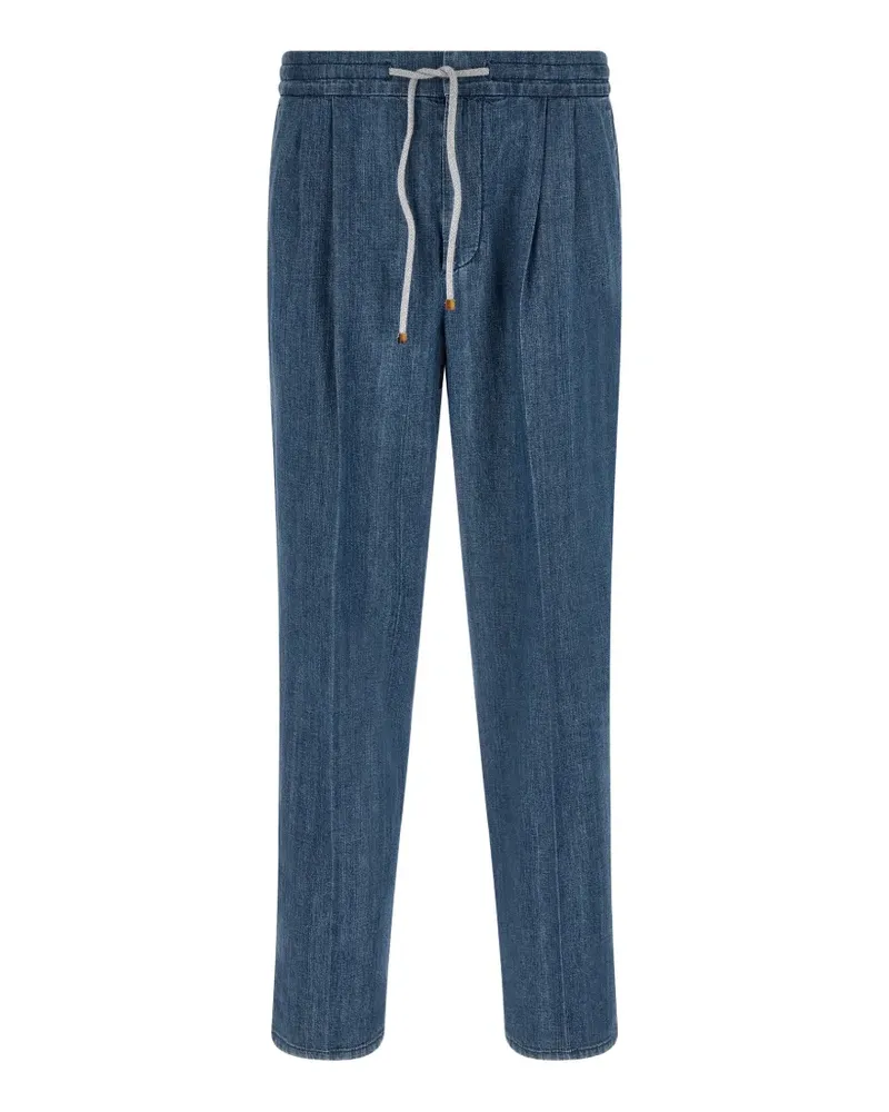Brunello Cucinelli pleated drawstring-waist jeans - Blau Blau