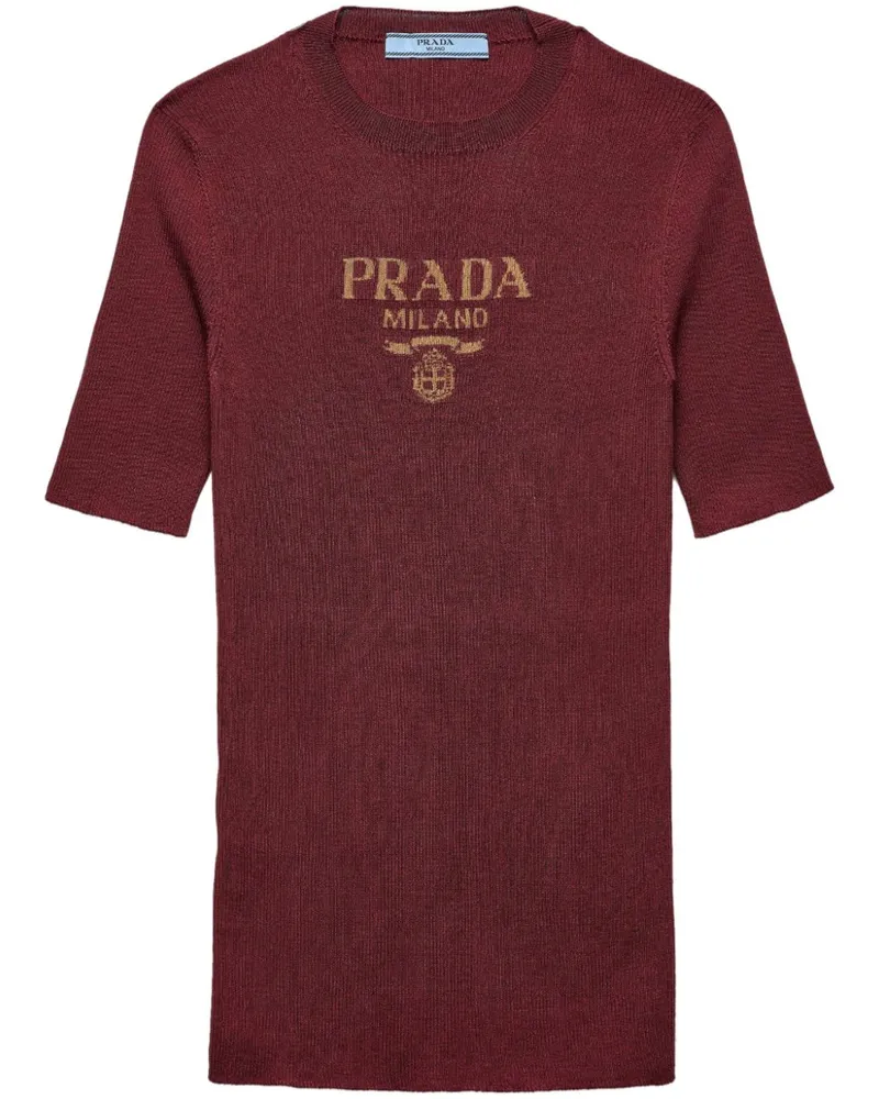 Prada Seidenoberteil mit rundem Ausschnitt - Rot Rot