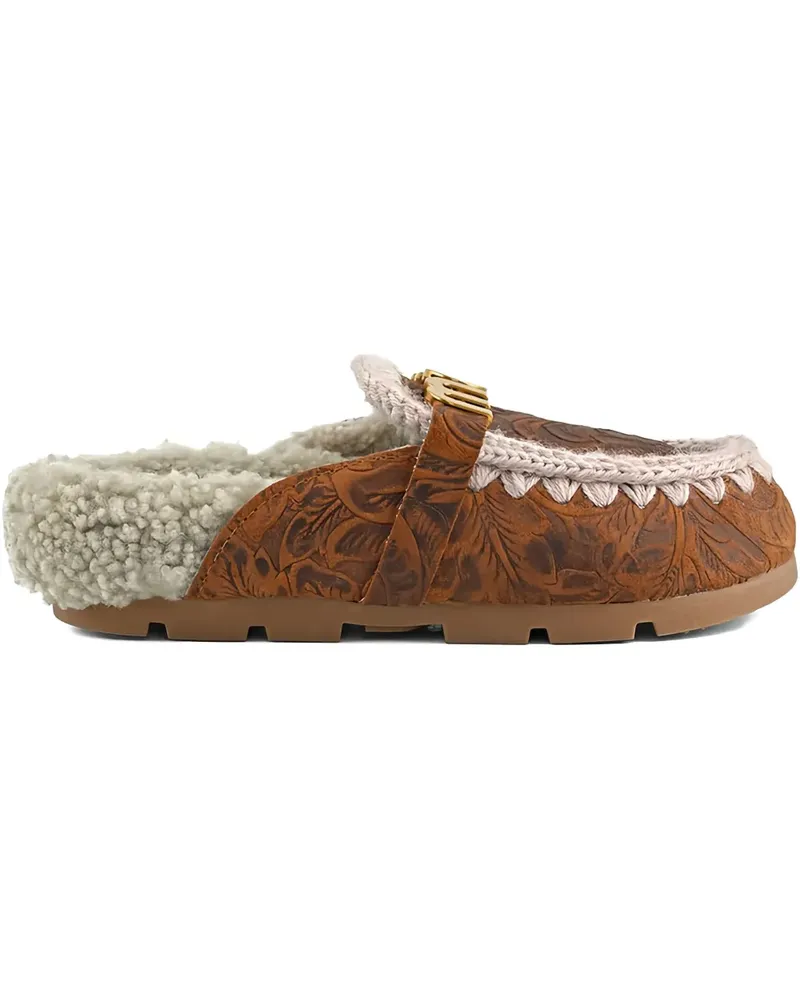 Mou Winter Bio Mules mit Blumen - Braun Braun