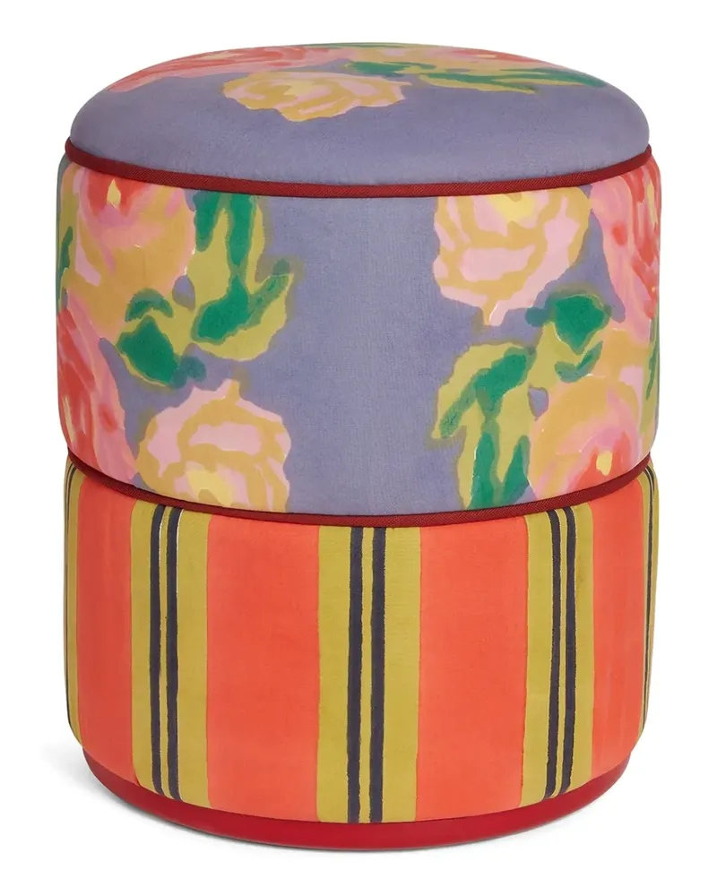 Lisa Corti Ottoman Nizam Hocker mit Blumenstreifen - Violett Violett